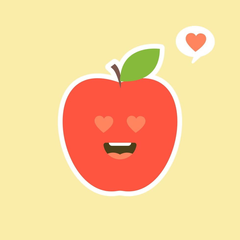 las ilustraciones de diseño de personajes de manzana fresca. colección de personajes de frutas ilustración vectorial de un personaje de manzana divertido y sonriente. vector