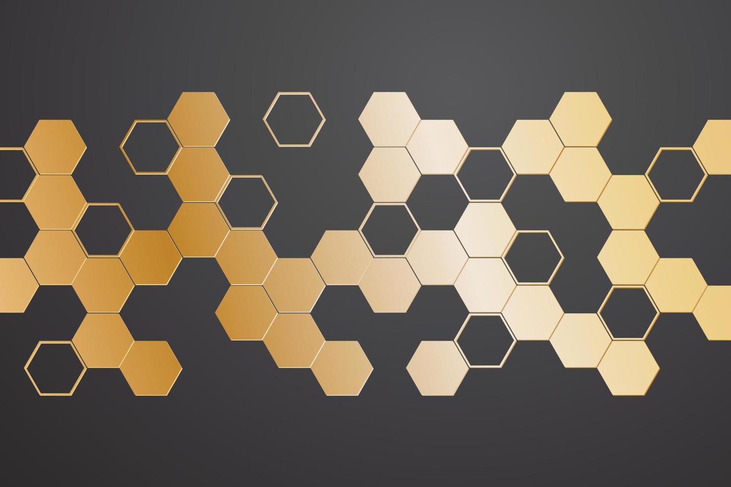 Gold hexagon pattern on black background vector