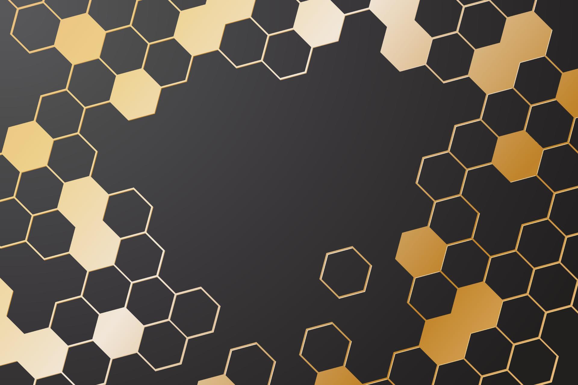 Gold hexagon pattern on black background 6475213 Vector Art at Vecteezy