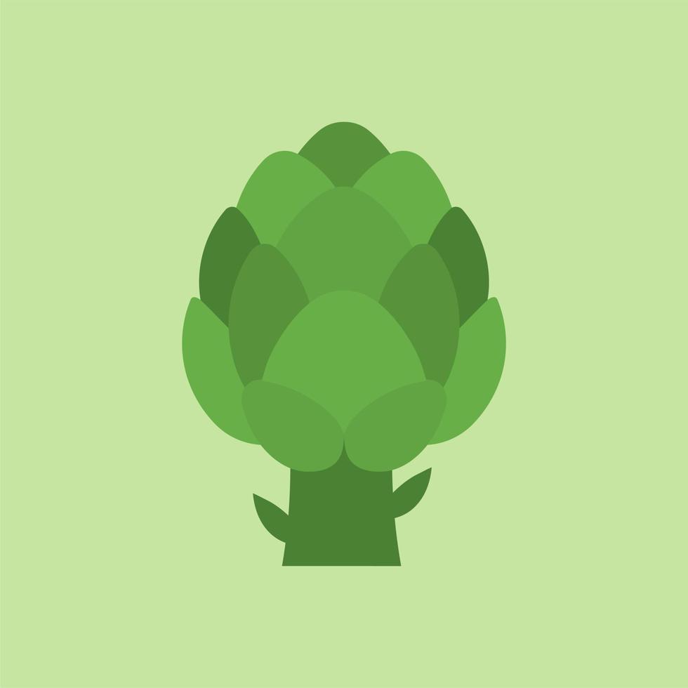 Artichoke isolated color background. Green artichoke icon. Organic fresh vegetable. vegetables, healthy food, nutrients, diet. Vitamins and minerals. Health benefits of artichoke. vector