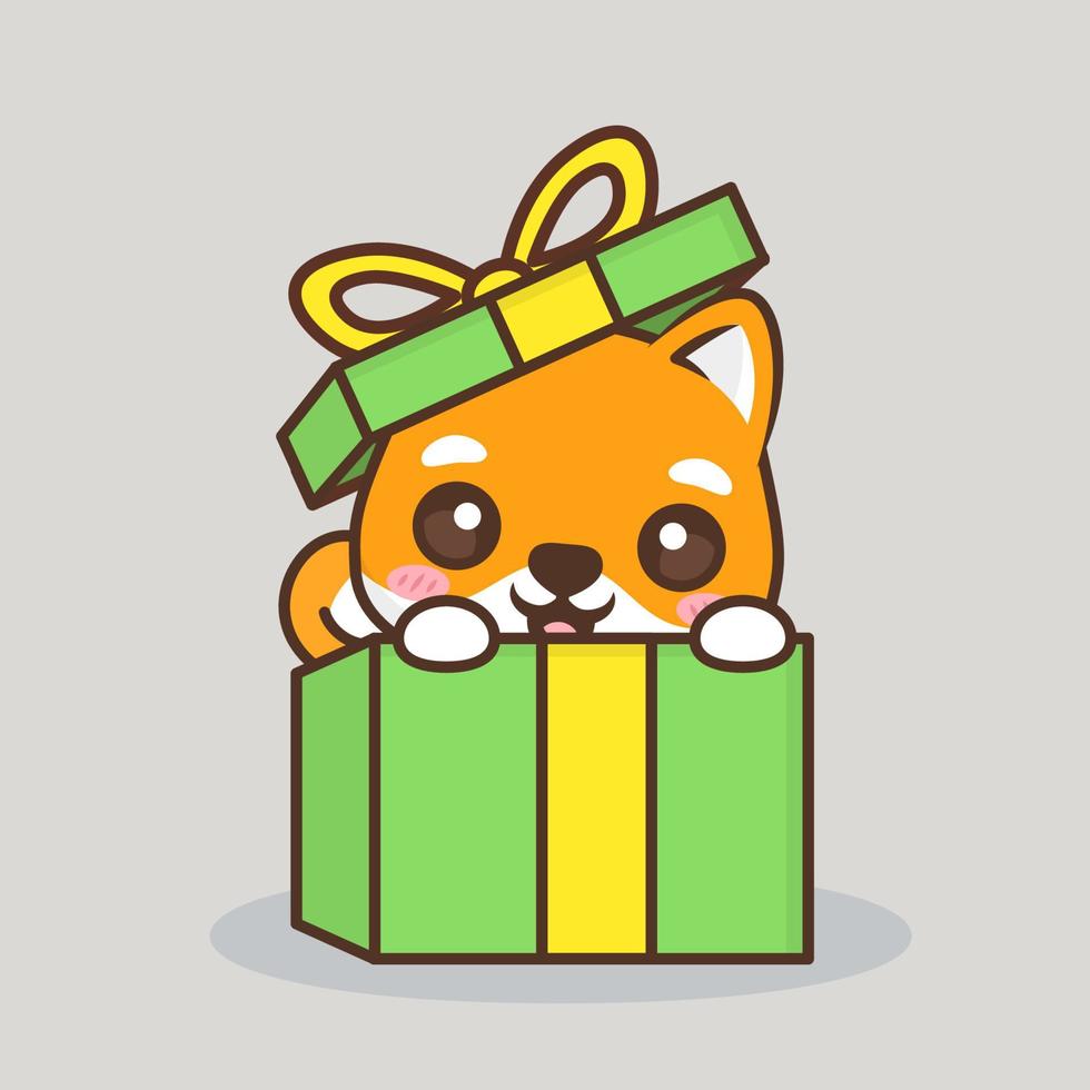 lindo feliz juguetón shiba inu posa vector