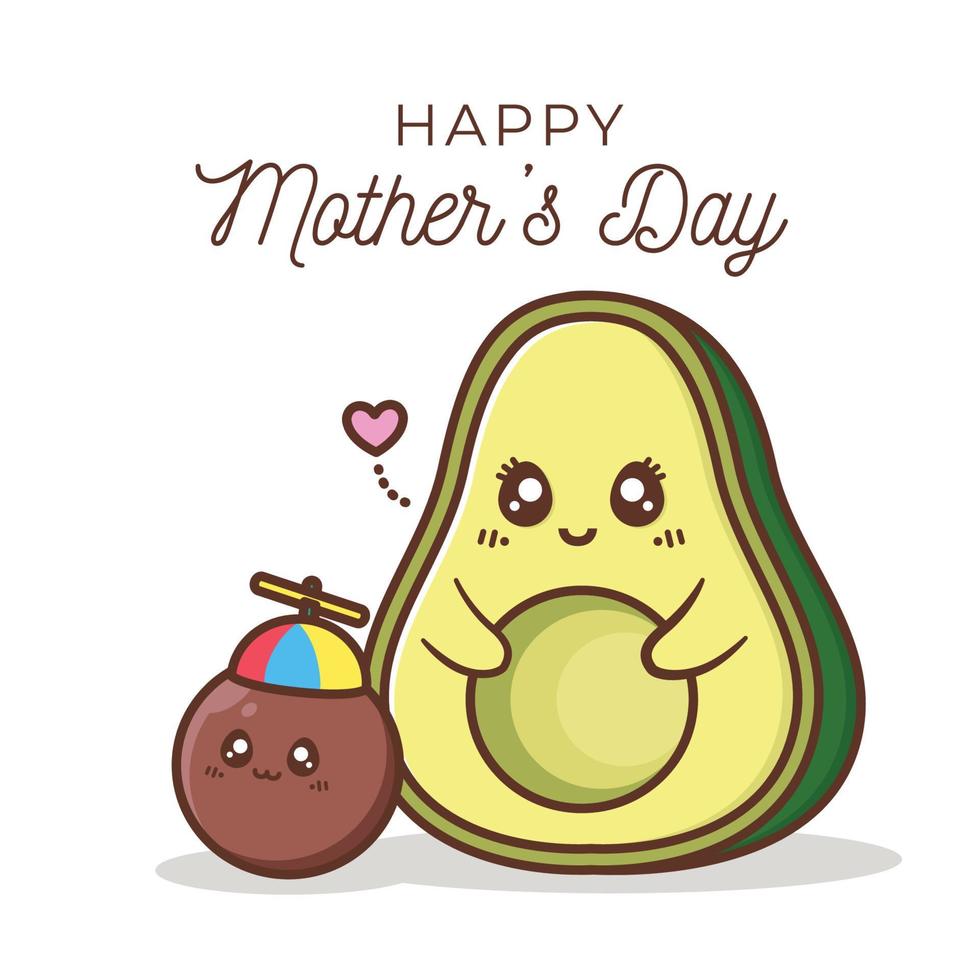 happy mother's day with avocado character vector