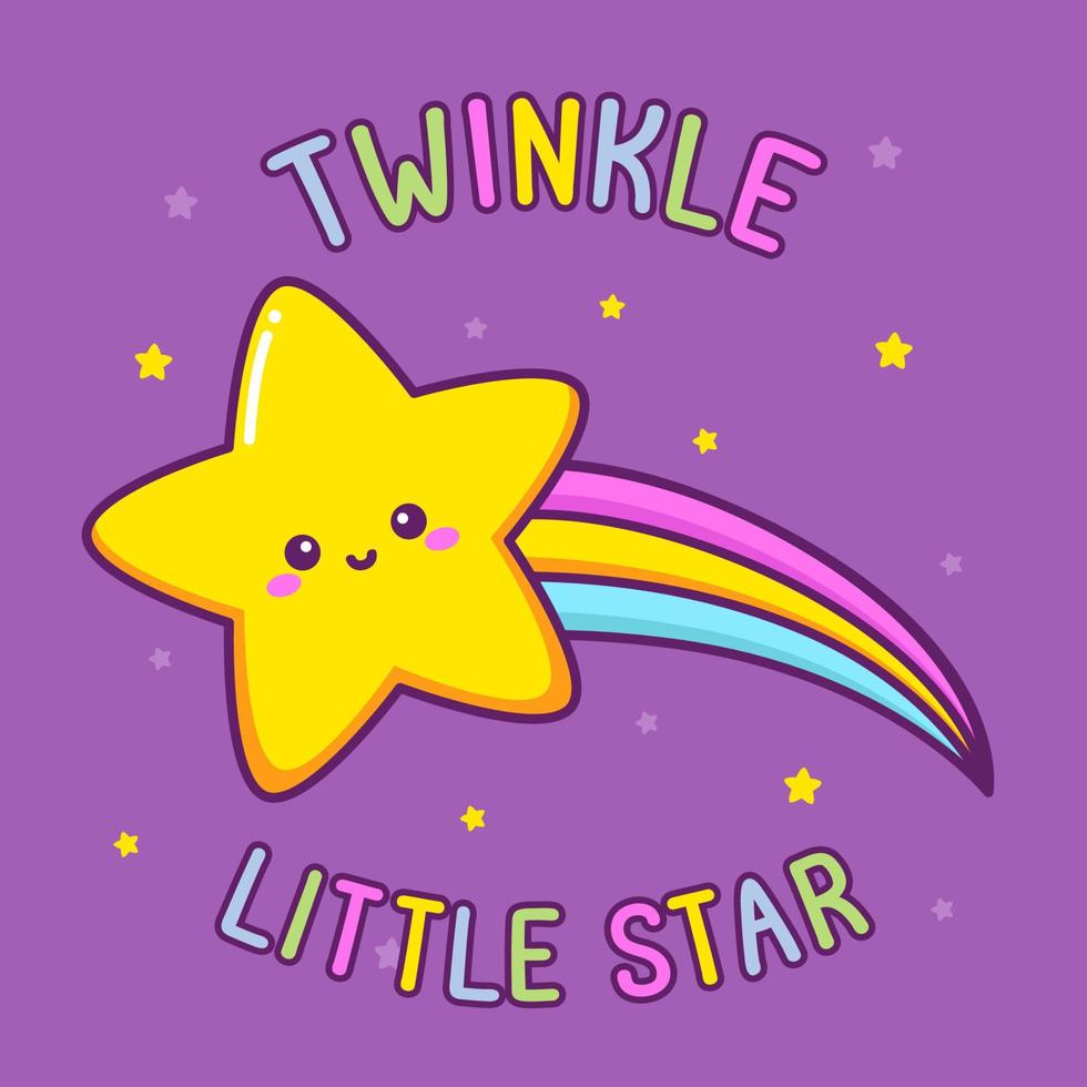 cute star with colorful rainbow vector