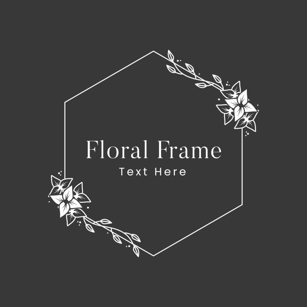 Decorative luxury floral frame wedding logo vector