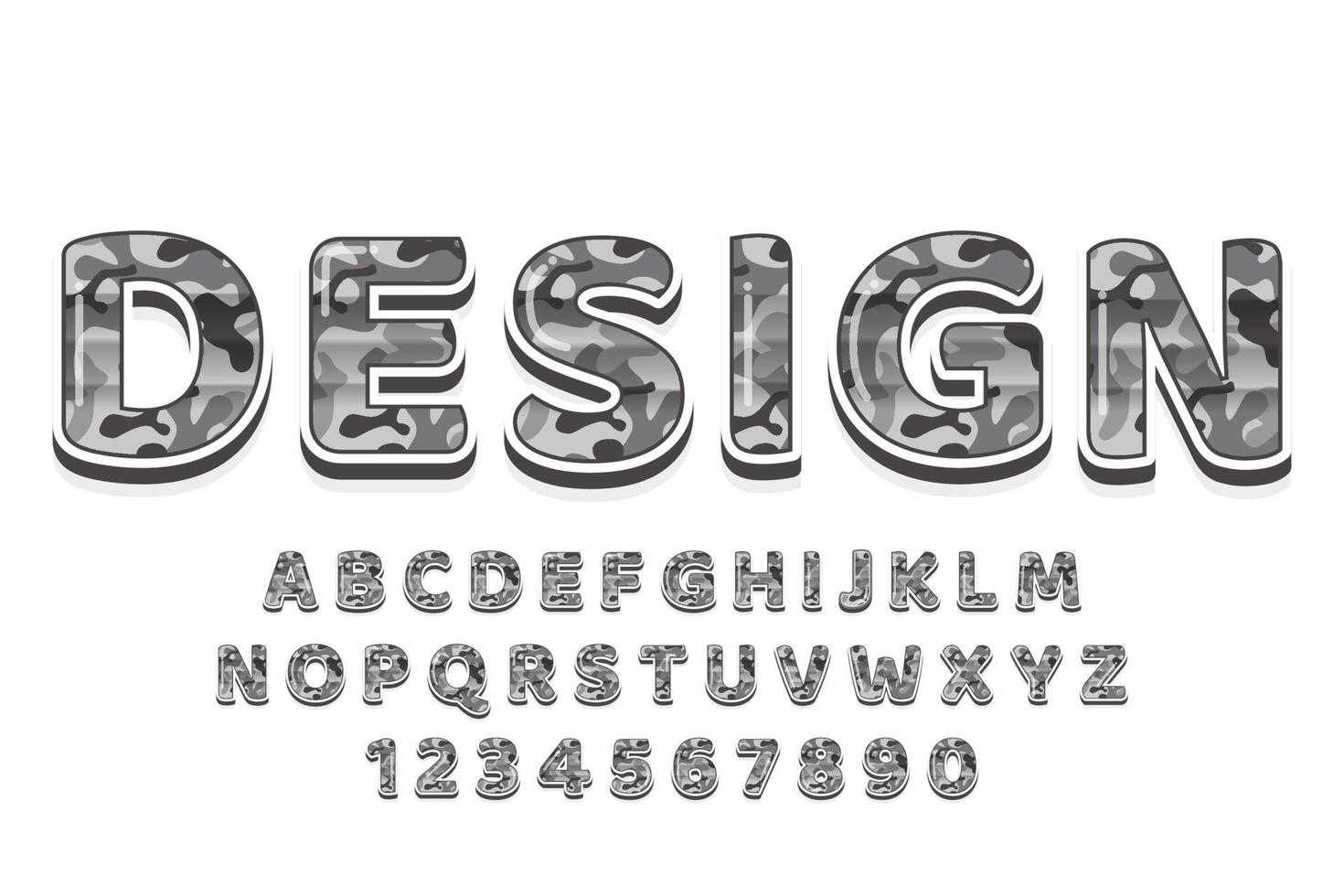 grey camouflage pattern alphabet vector