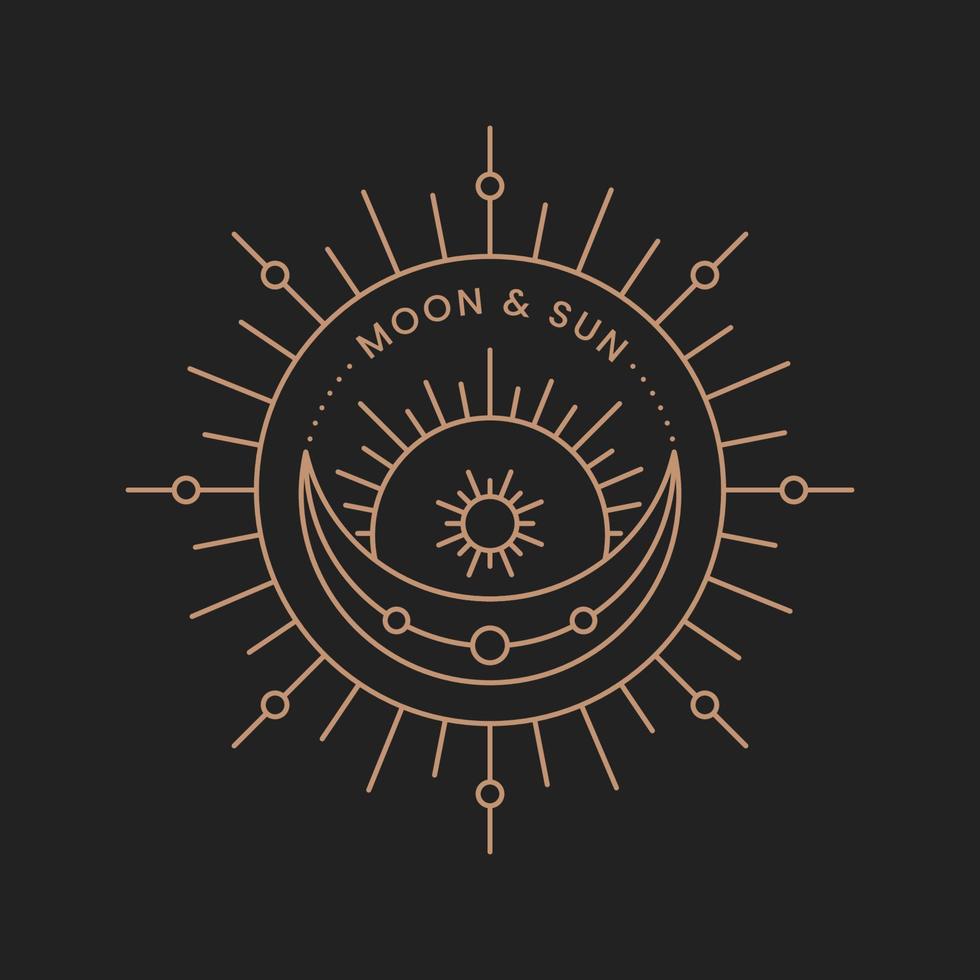 sun and moon elegant logo vector