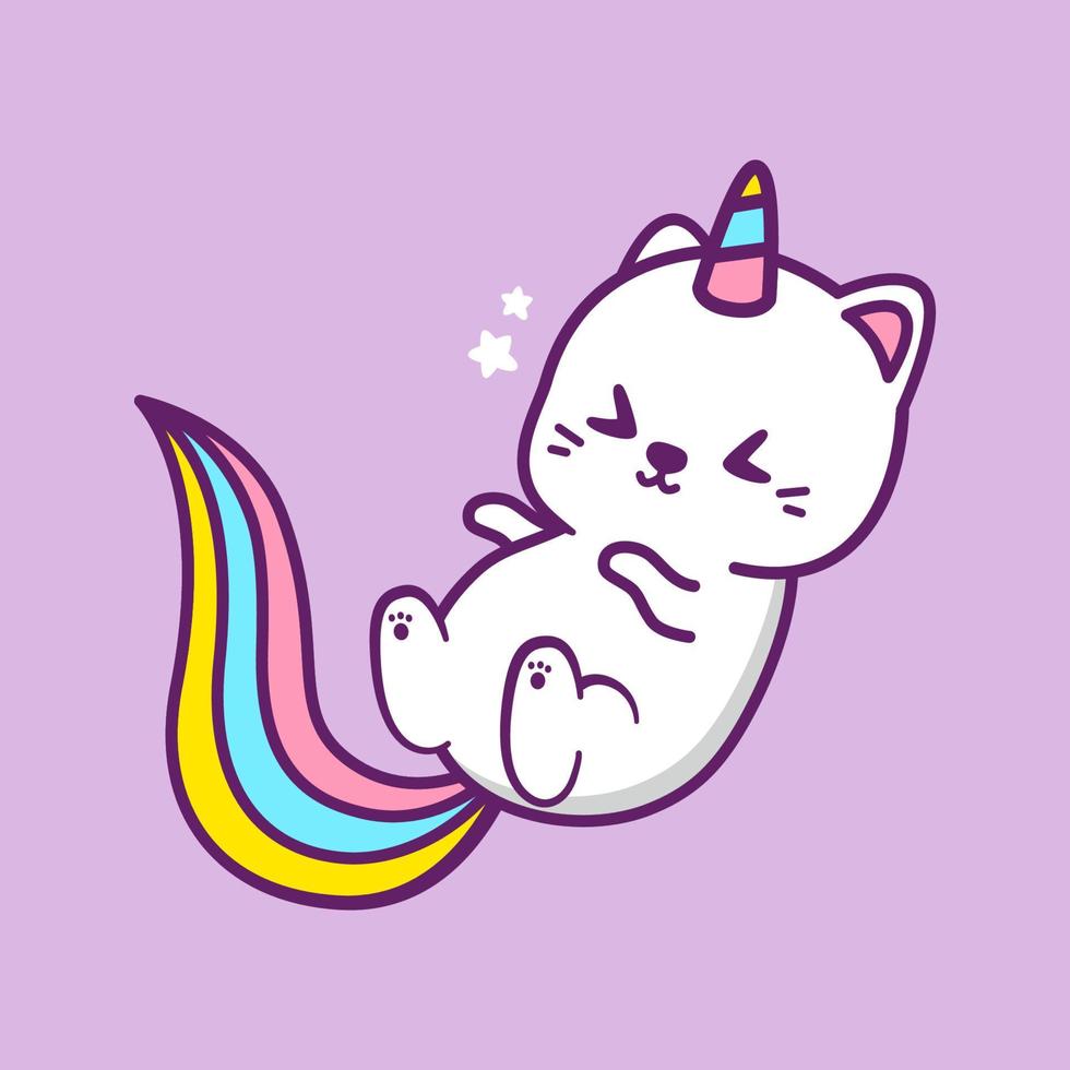 lindo gato unicornio en diferentes poses vector