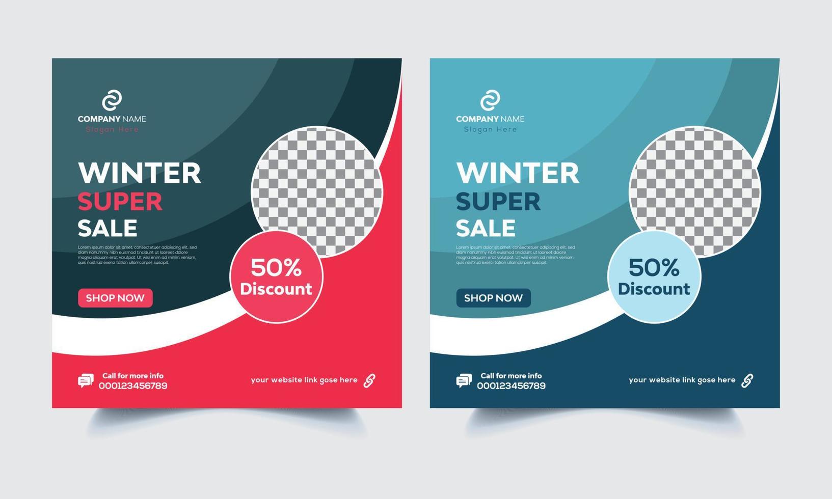 Winter sale social media post template vector