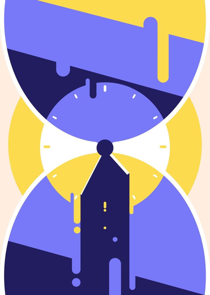 Poster with abstract hourglass and clock. vector