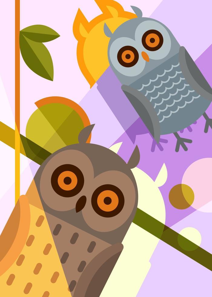 Poster with two owls. vector