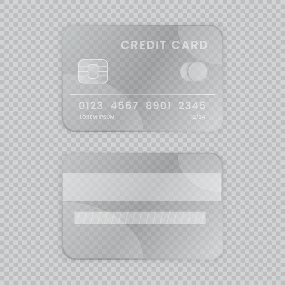 transparent credit card front and back vector