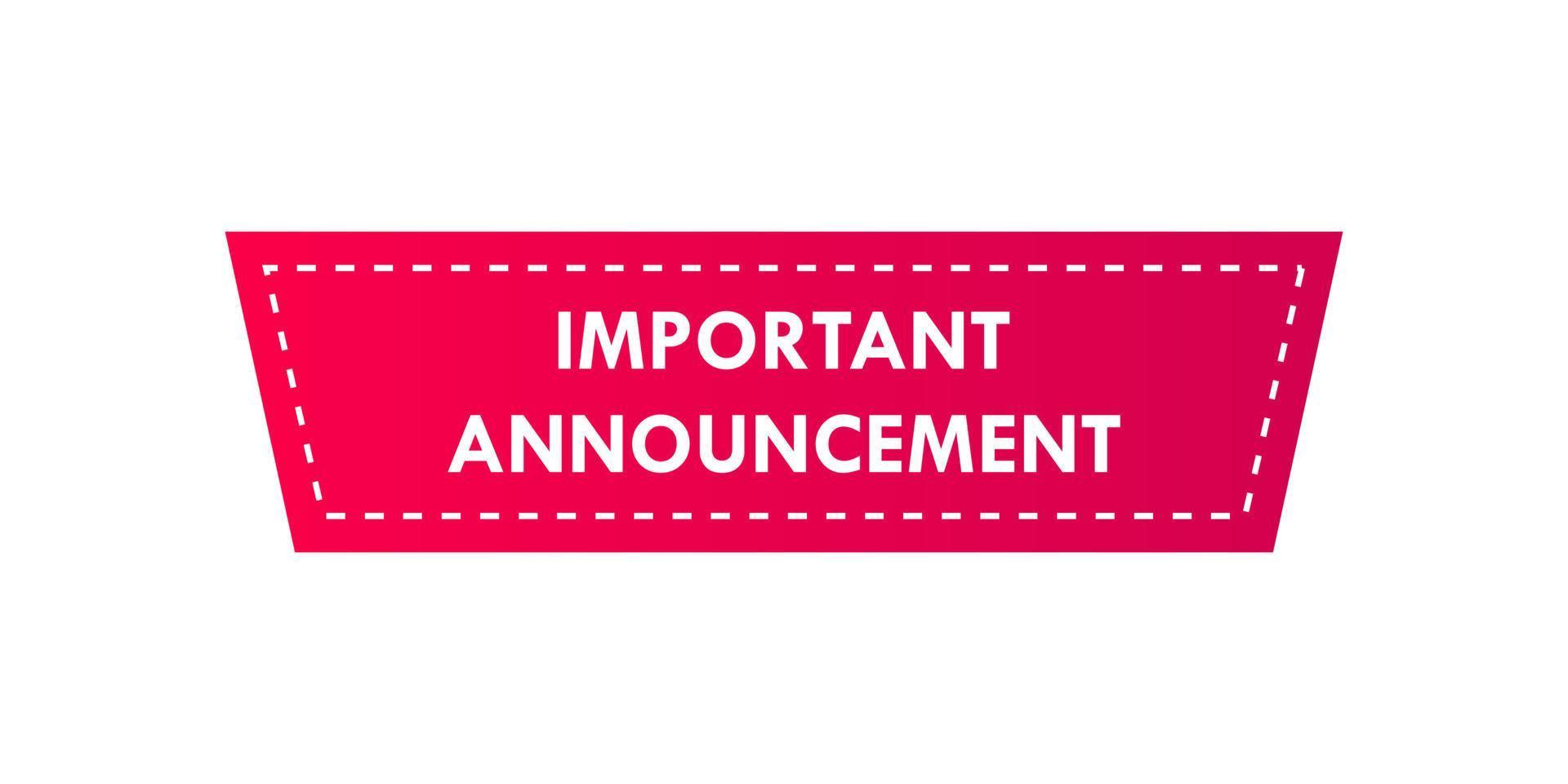 Important announcement 9 lable for promotion product vector