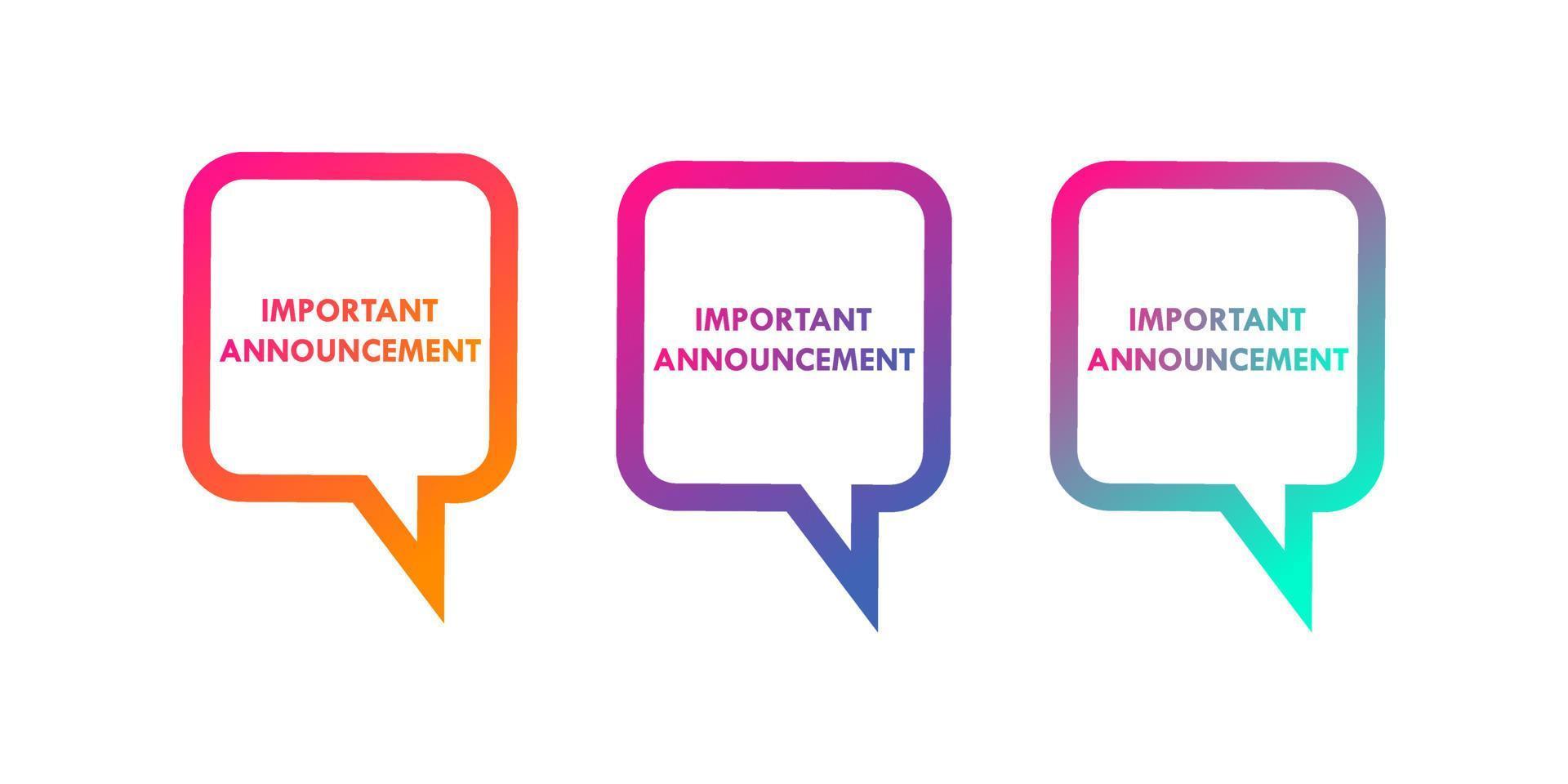 Important announcement 16 lable for promotion product vector