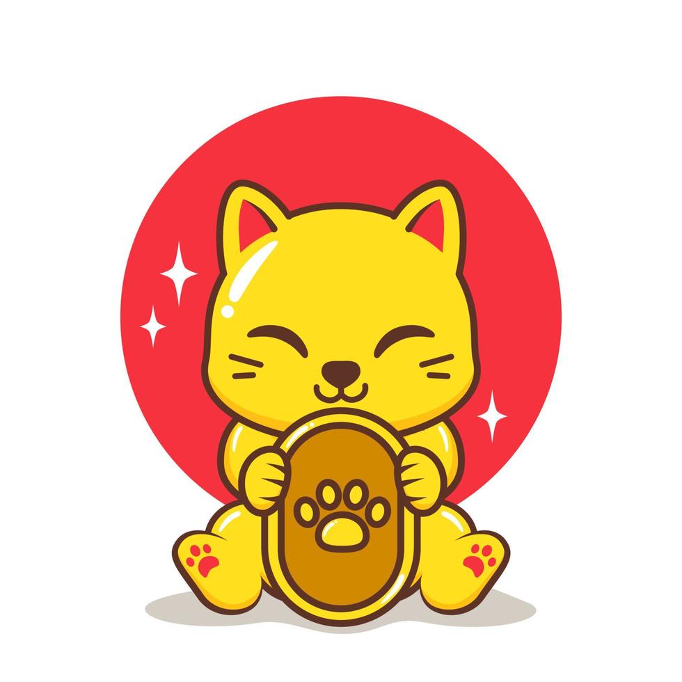 cute cat with gold coin vector