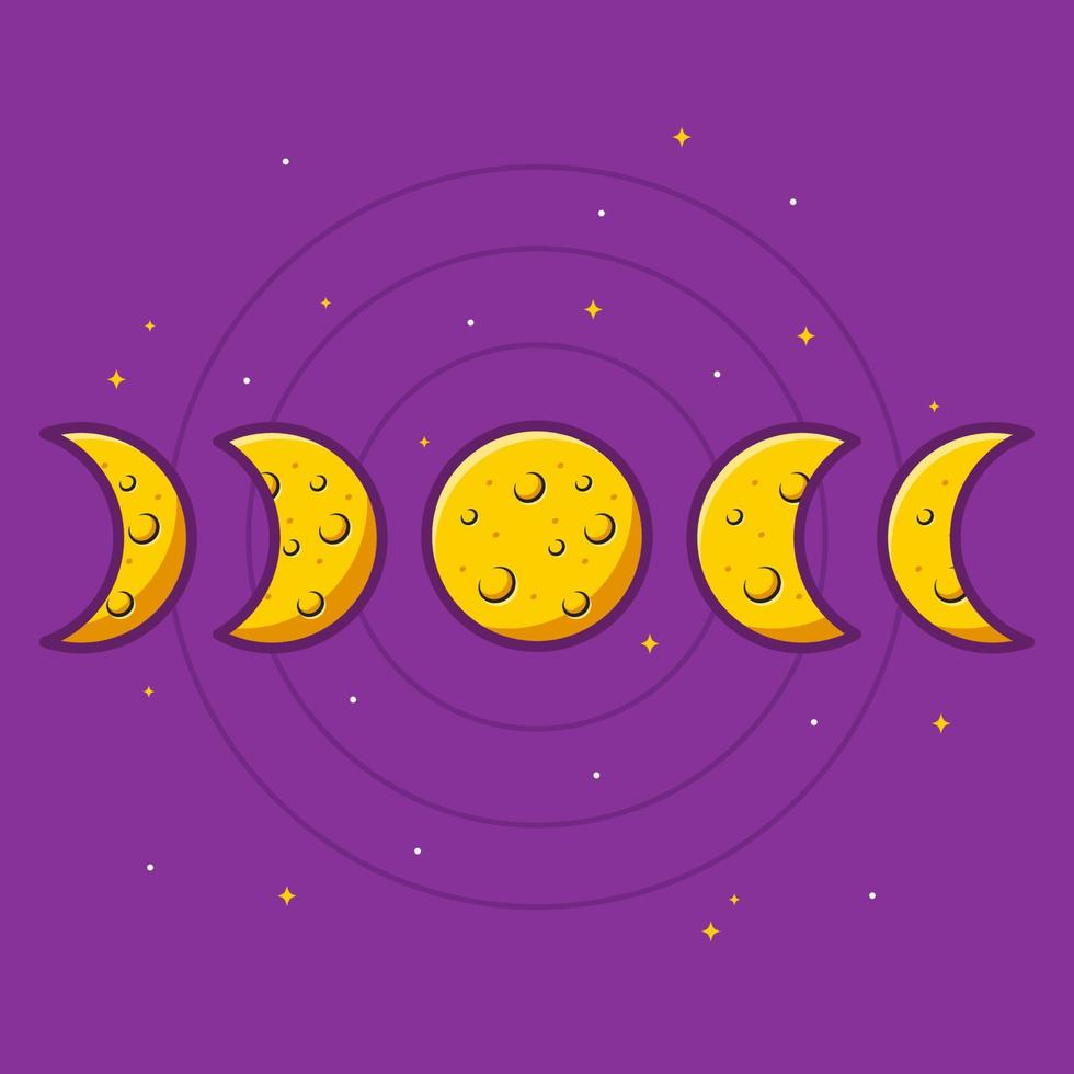 cute moon phase in space vector