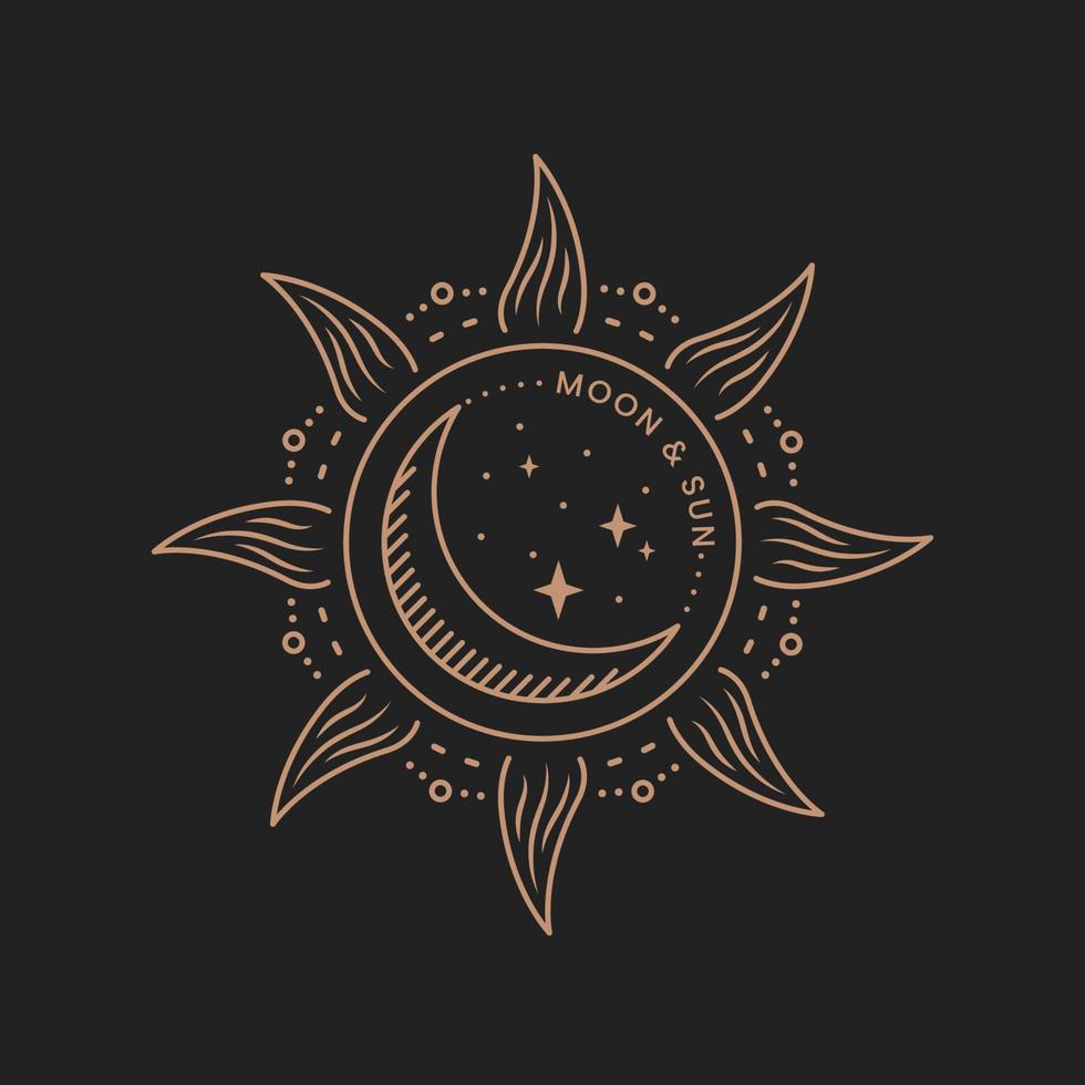 logo elegante sol y luna vector