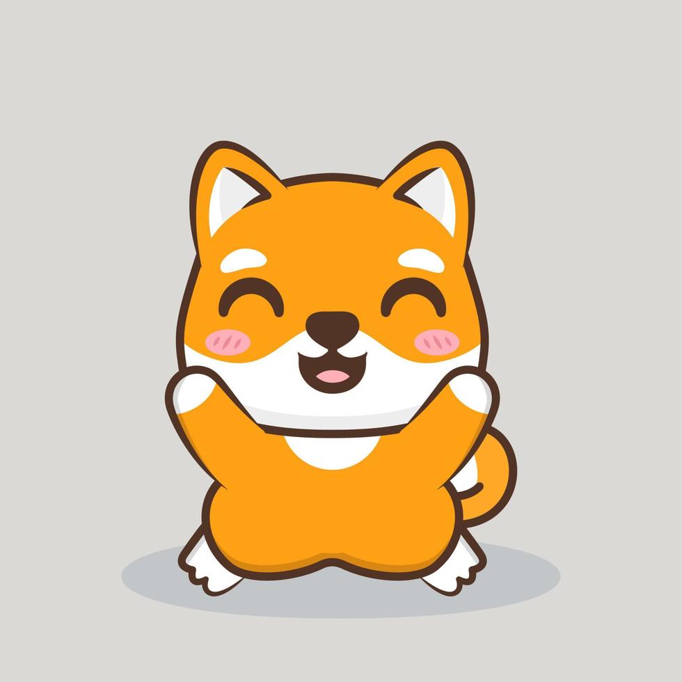 lindo feliz juguetón shiba inu posa vector