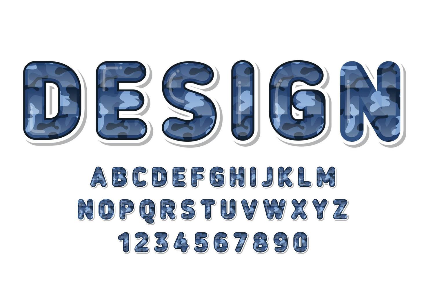 cute green camouflage pattern alphabet vector