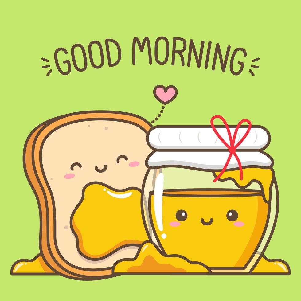 cute bread and honey character vector
