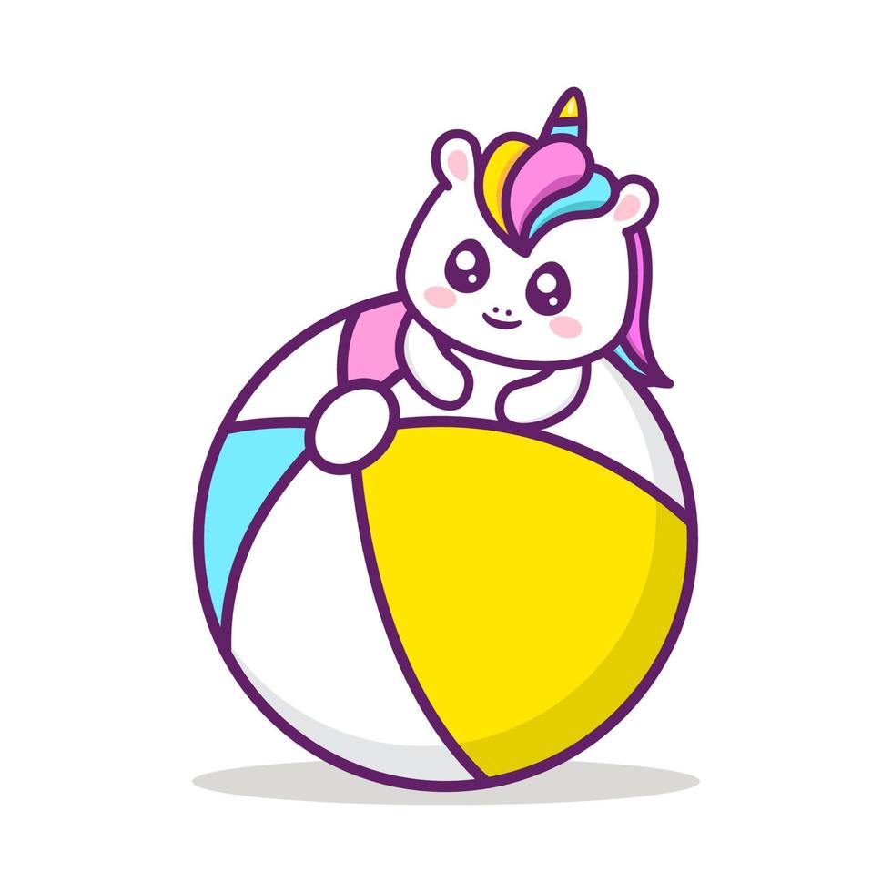 cute unicorn with summer items vector