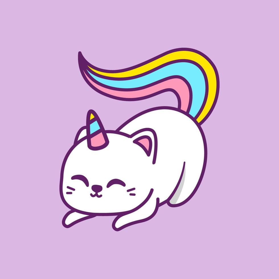 cute unicorn cat in different poses vector