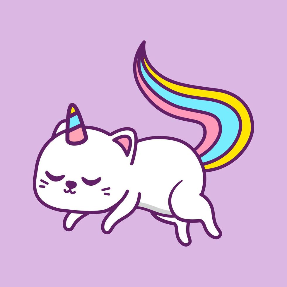 cute unicorn cat in different poses vector