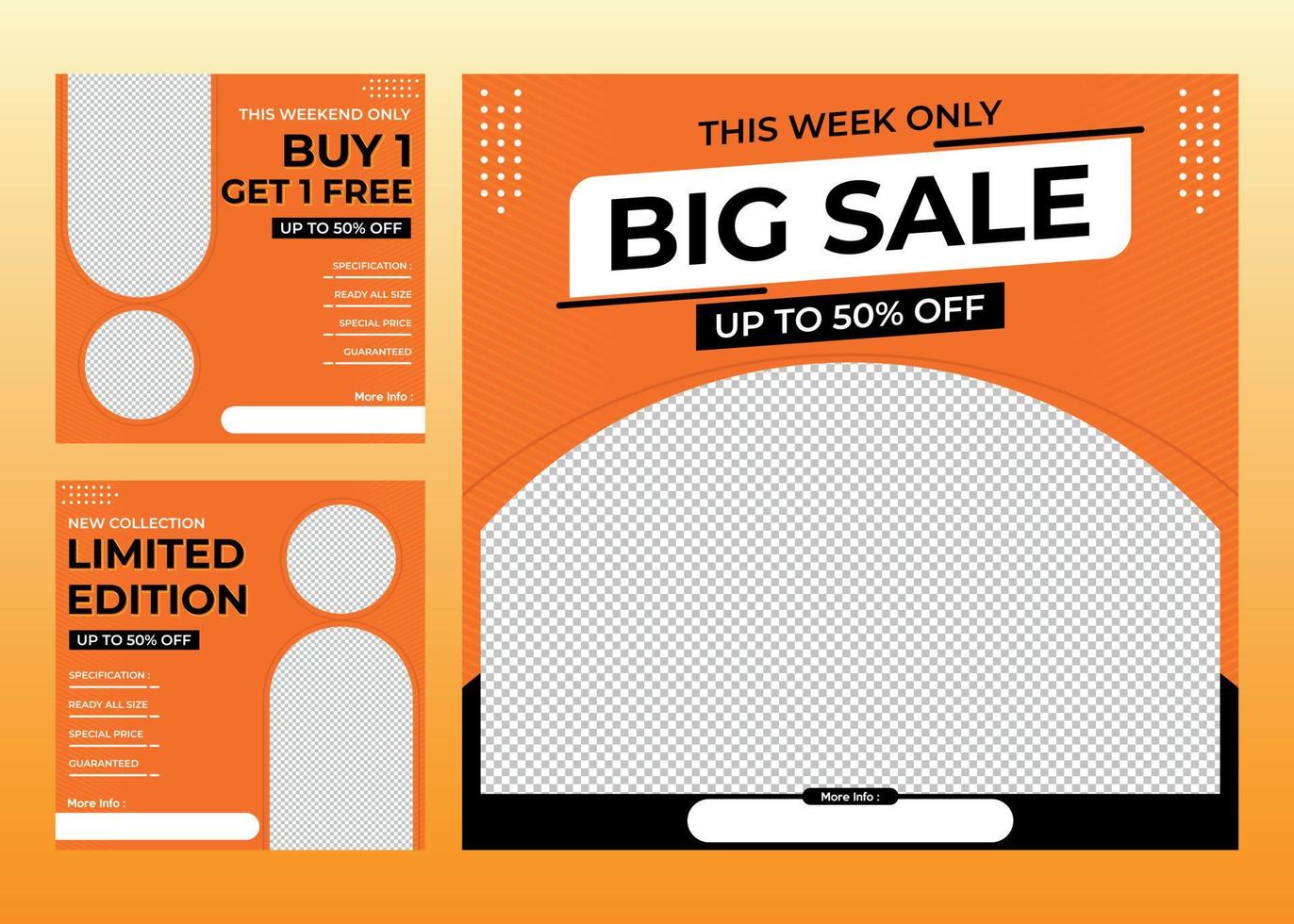 Social media post with orange color vector