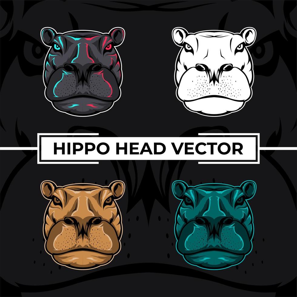 Hippo head close up vector collection