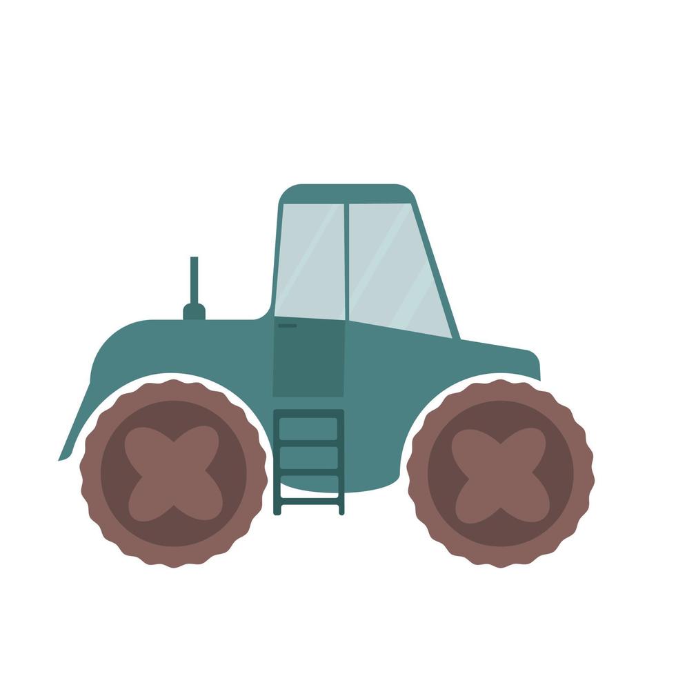 Modern green tractor illustration. Flat cartoon vector. vector