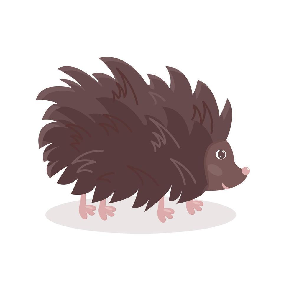 Funny hedgehog character isolated vector illustration. Sweet cartoon animal.