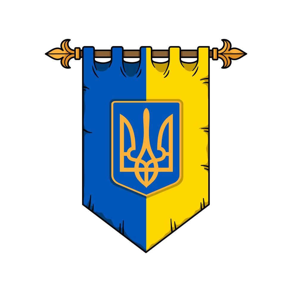 Medievel Flag Of Ukraine With Symbol vector