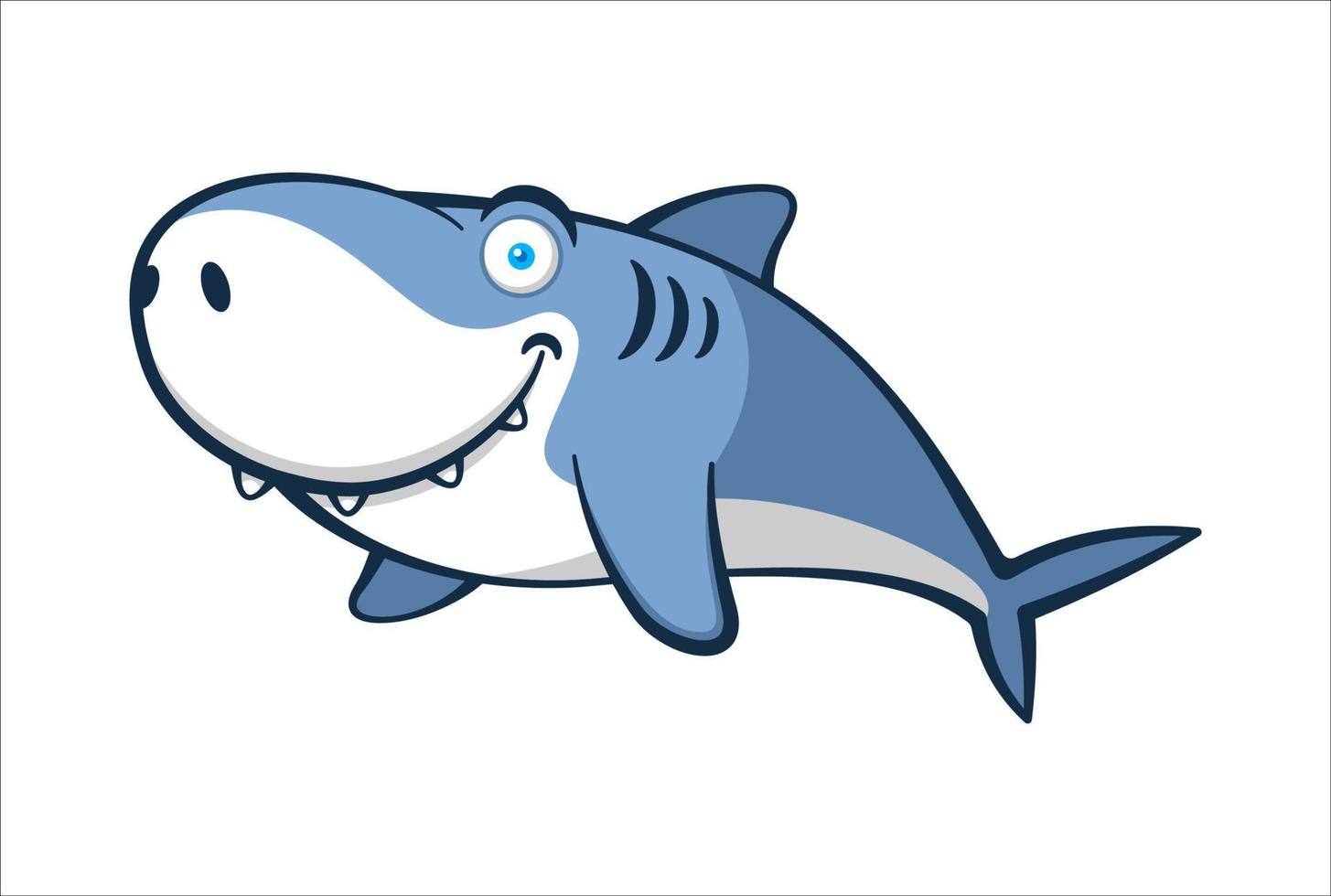 tiburón con personaje de dibujos animados de sonrisa vector