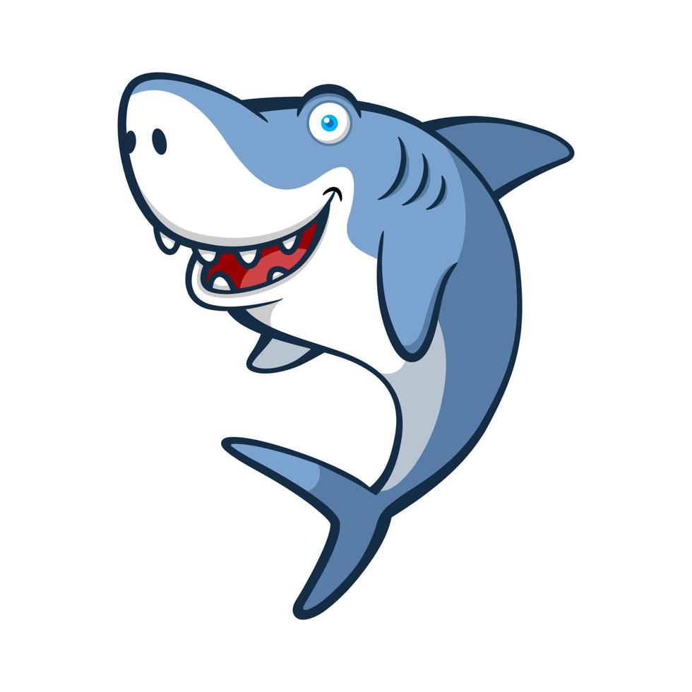 personaje de dibujos animados de tiburón sonriente vector