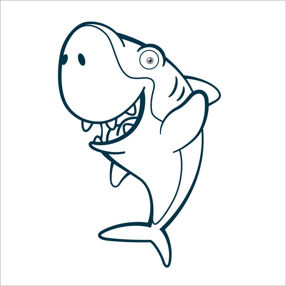 Cartoon Shark Waving Fin Outline vector