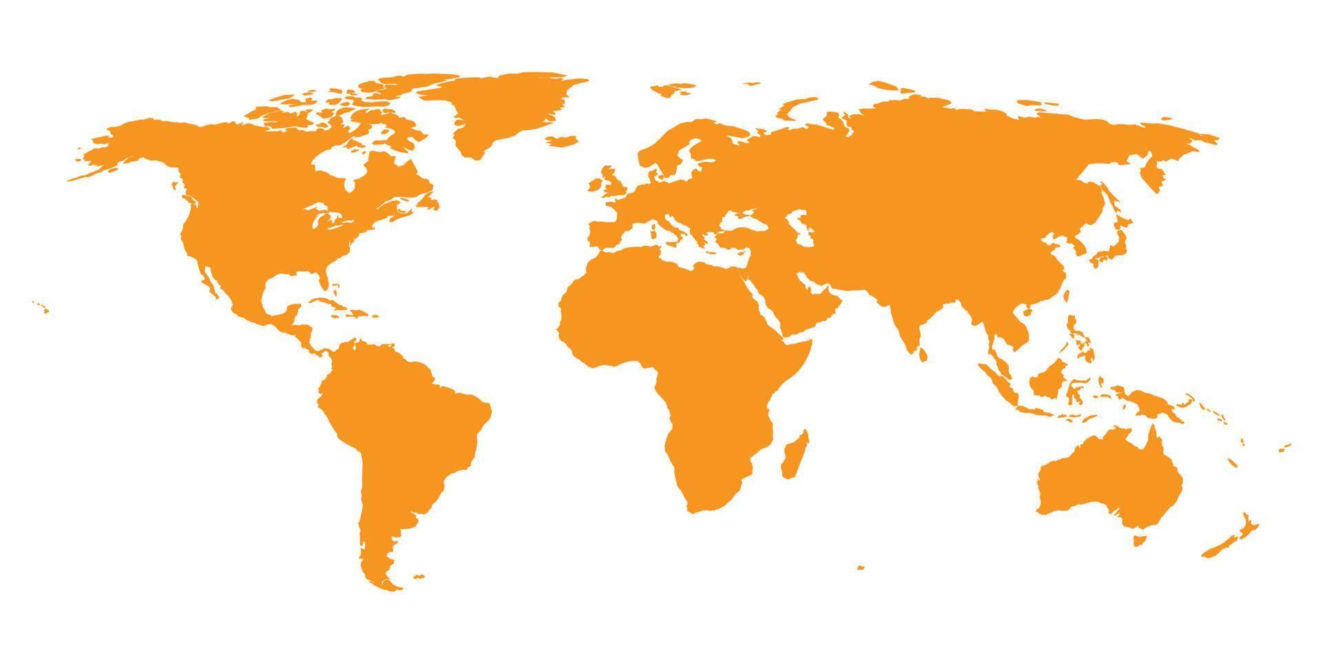 mapa del mundo sobre fondo blanco. plantilla de mapa mundial con continentes, américa del norte y del sur, europa y asia, áfrica y australia vector