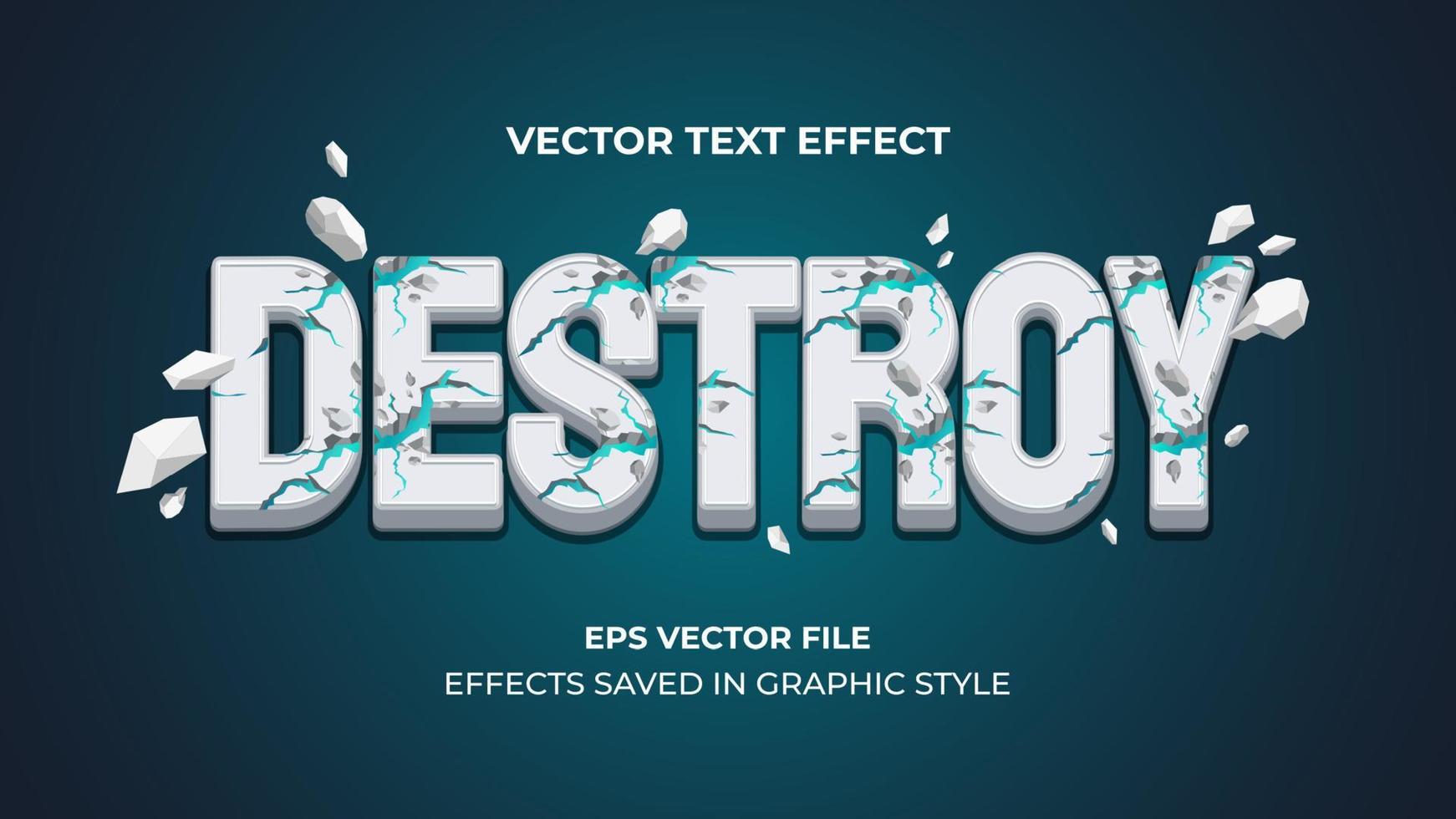 vector text effect. the concept of cracking and scattering.