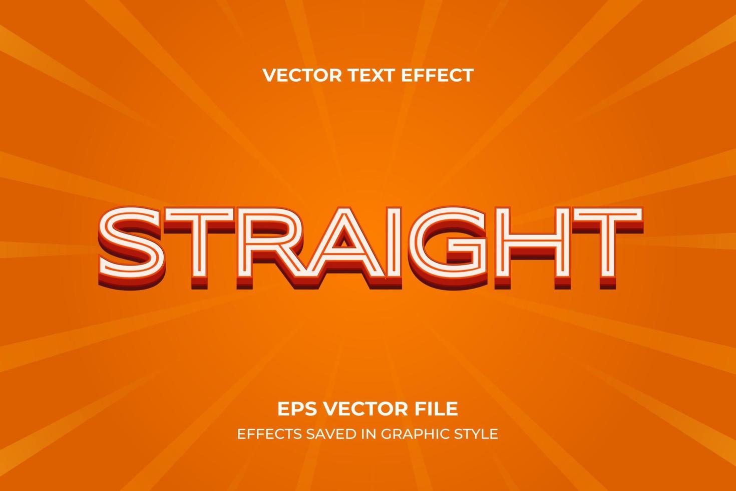 efecto de texto vectorial. efecto de línea recta sobre fondo naranja. vector