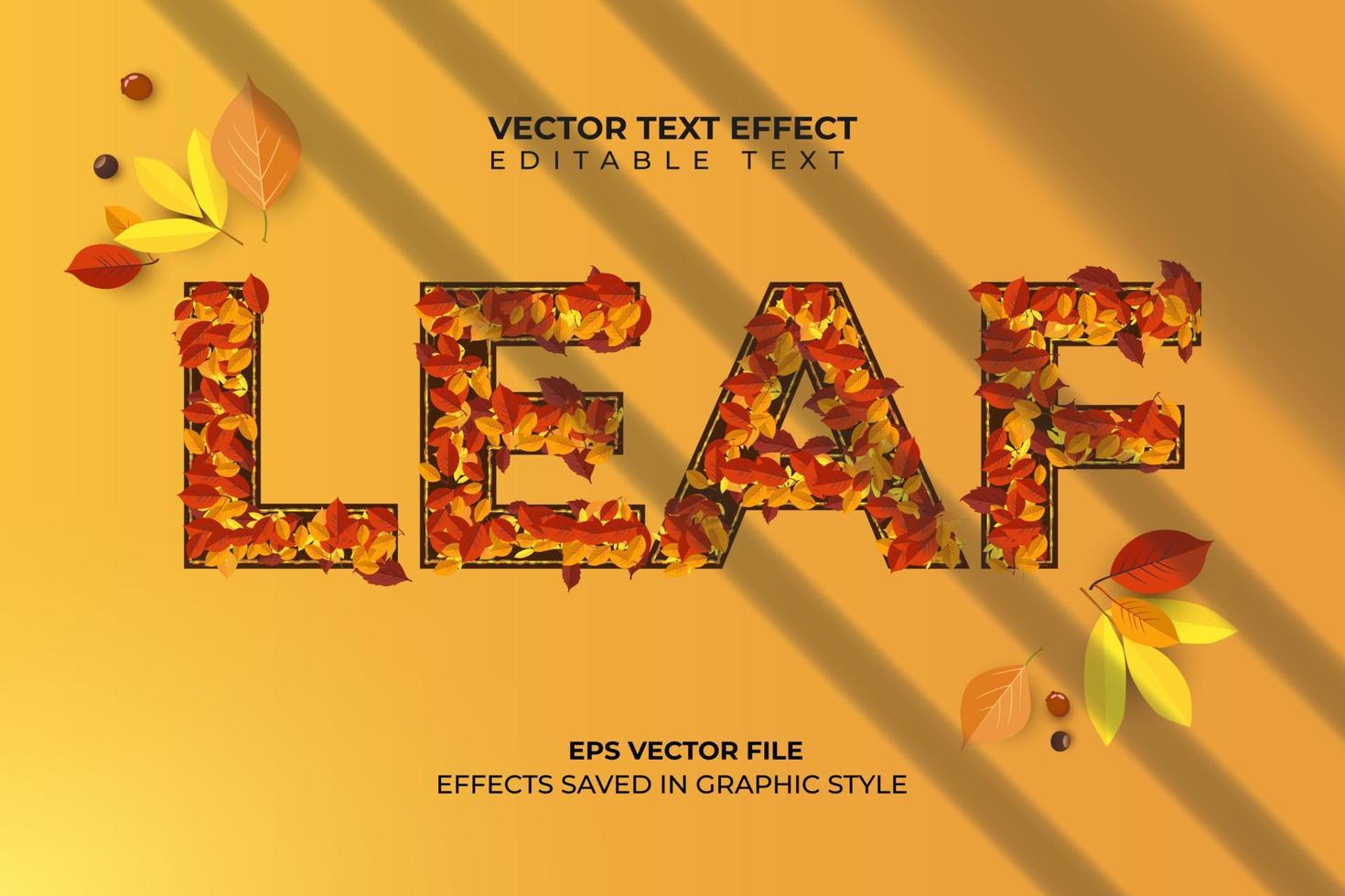 autumn leaves. text effect with leaf pattern vector