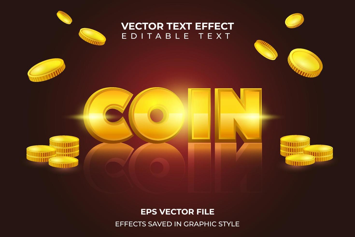 gold coins drop with editable text effect vector