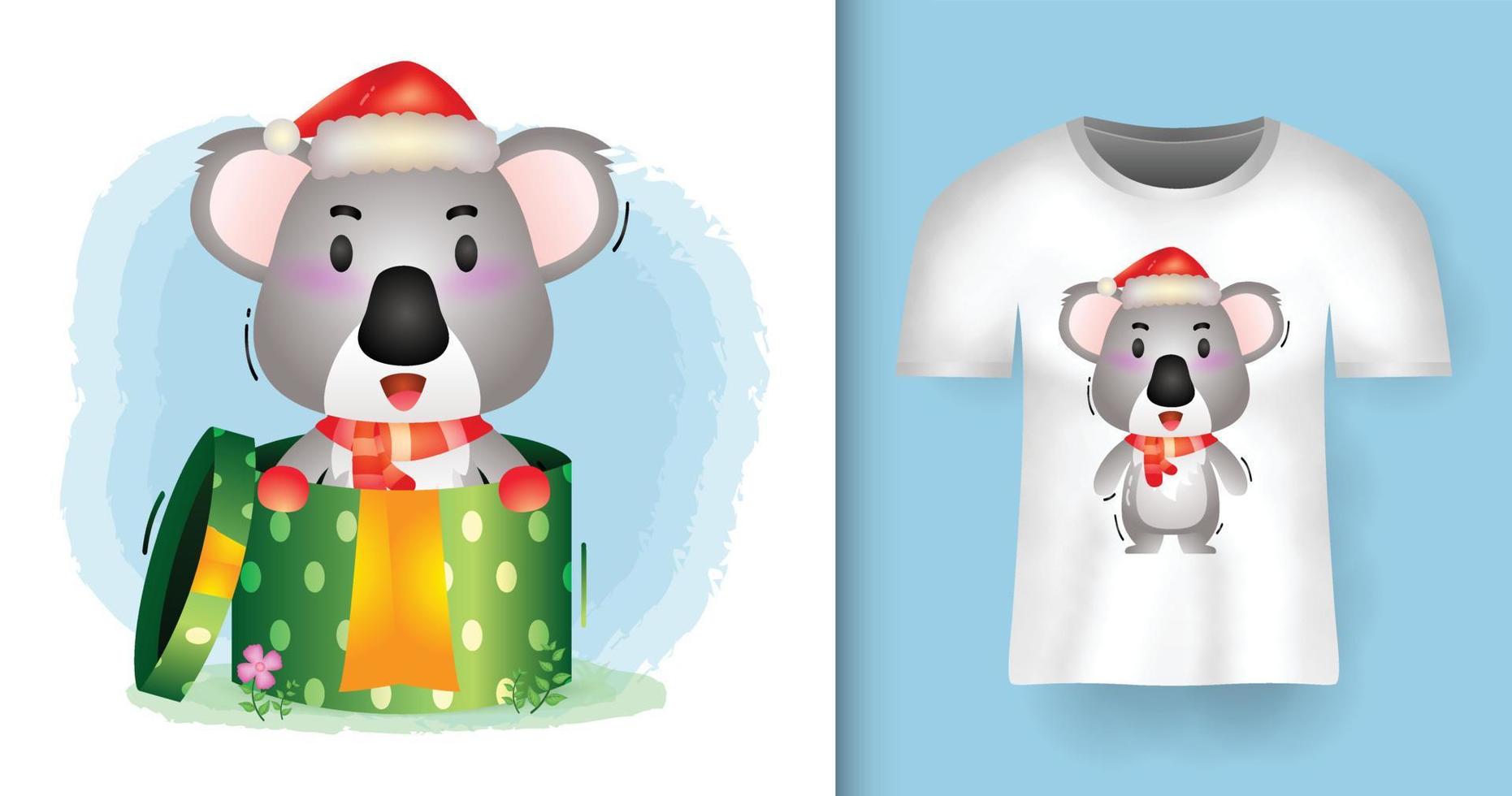 camiseta navidad koala vector