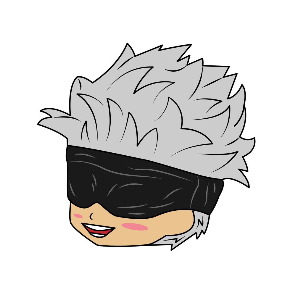 the chibi character head Gojo in the Jujutsu kaisen anime series vector