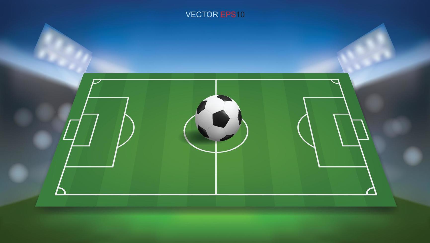campo de fútbol o fondo de campo de fútbol con balón de fútbol. Cancha de césped verde para crear un juego de fútbol. vector. vector