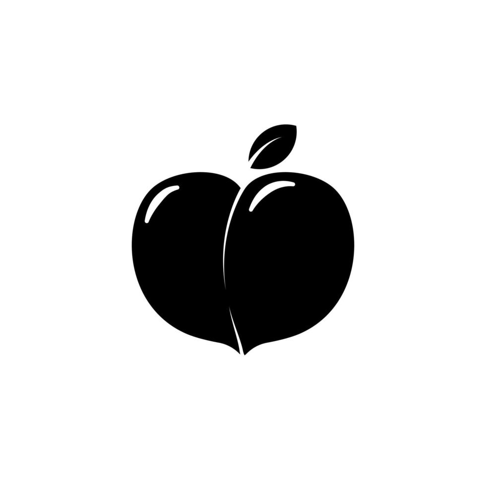 Silhouette icon of peach. Peach icon vector