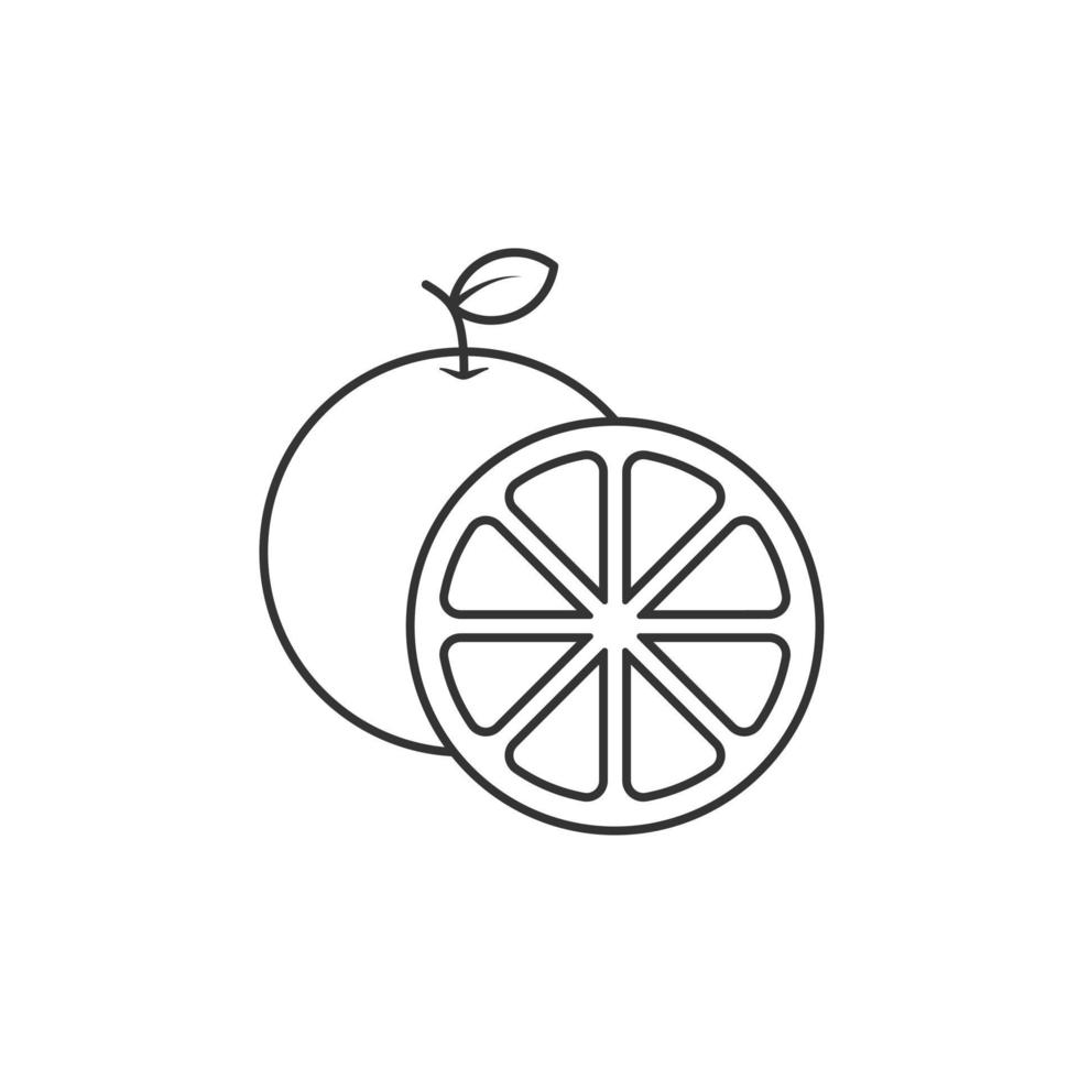 Outline icon of whole and slice orange vector