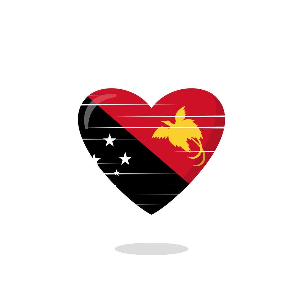 Papua New Guinea flag shaped love illustration vector