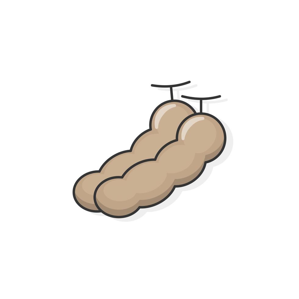 Cartoon icon of tamarind. Fruit icon. Fruit sour, fresh, and vitamin vector
