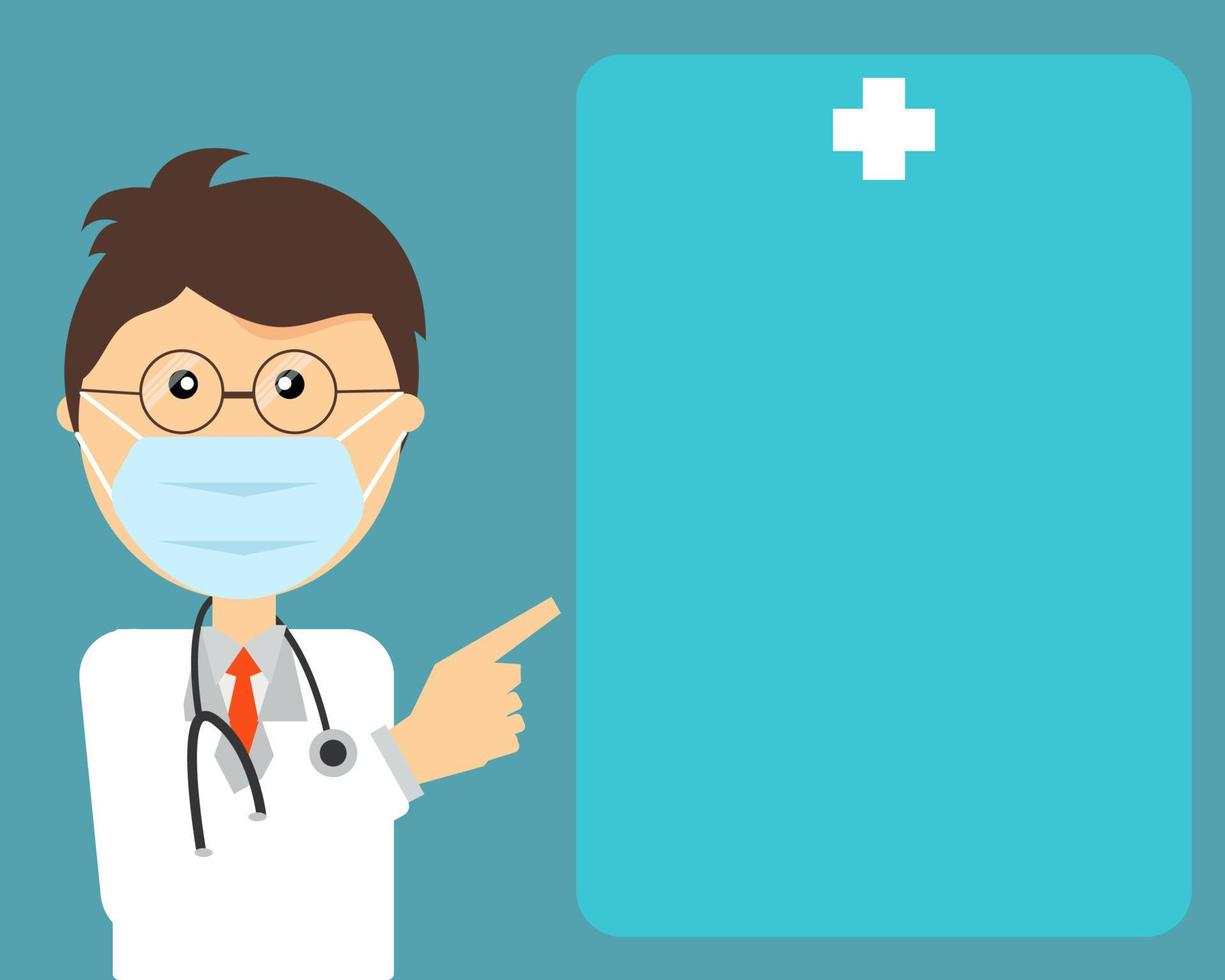 Doctor with space for text or copy, cartoon vector style for your design
