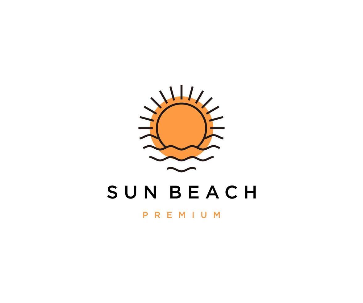 Sun beach logo icon design template flat vector