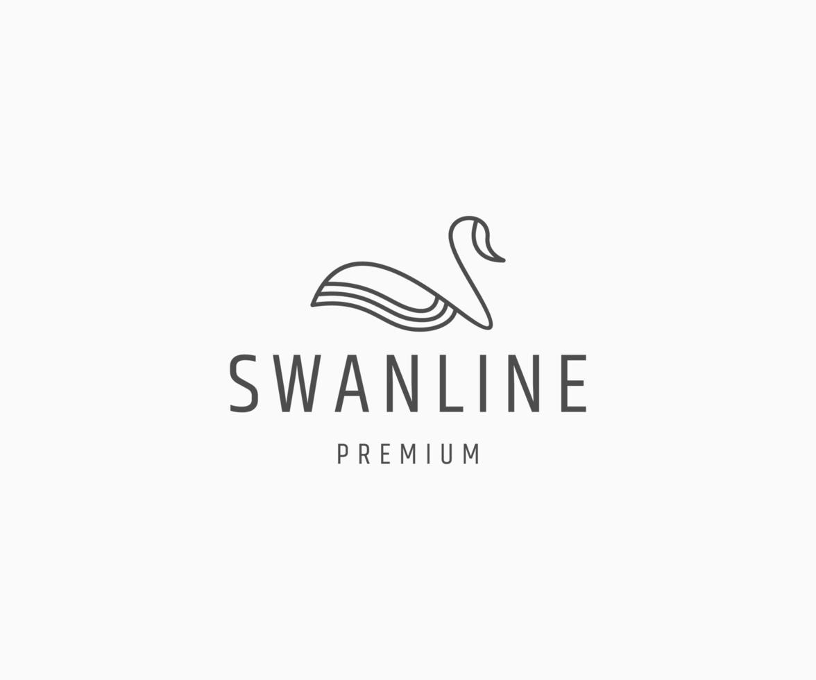 Swan line art logo icon design template vector