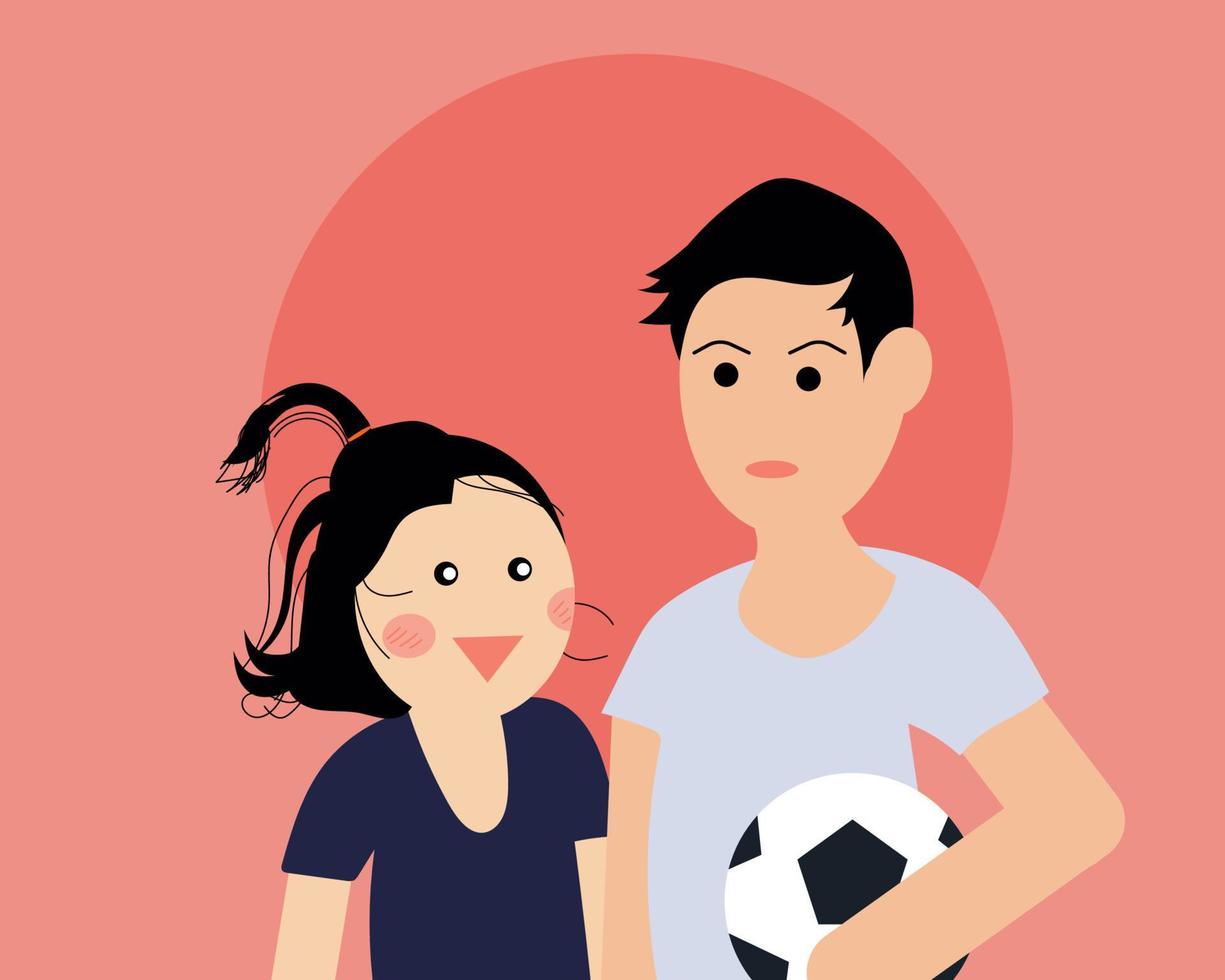 hermano mayor y su hermana. son felices. lindo estilo de vector de  personaje de dibujos animados para su diseño. 6476365 Vector en Vecteezy